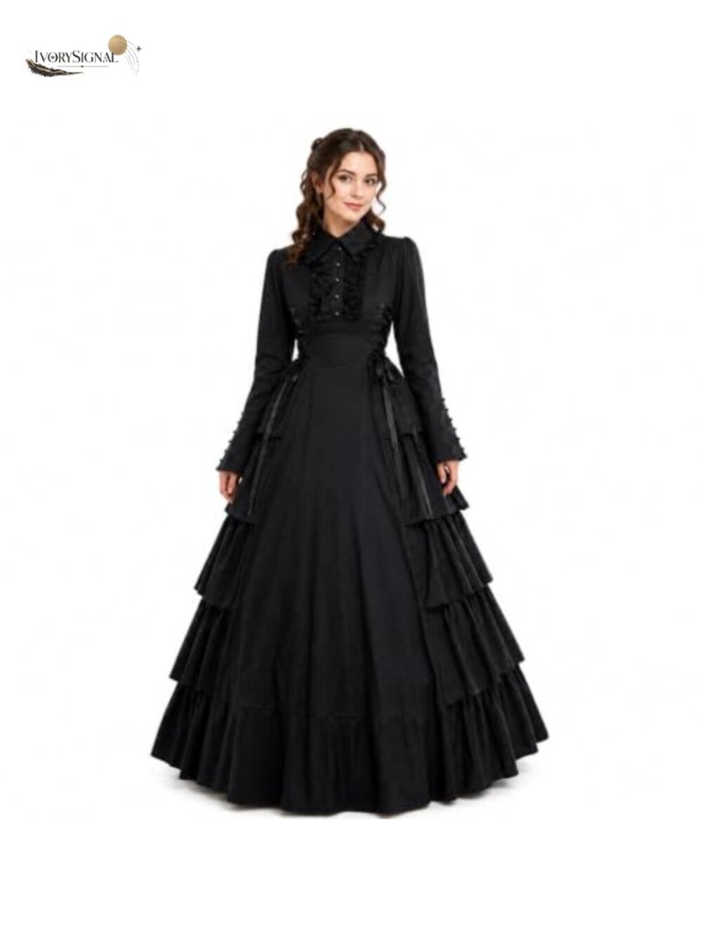 Medieval Victorian Gothic Ball Gown Dress Costume with Hoop Skirt